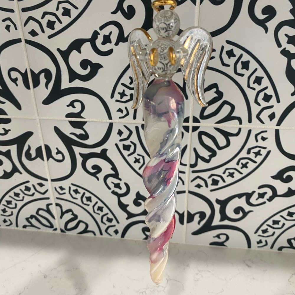Royal Winterfest Angel with Cymbals Christmas Glass Ornament Victorian
